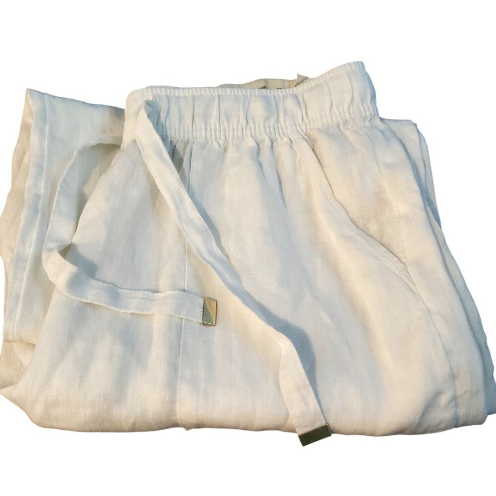 Joie 100% Linen Womens Wide-Leg Pants White Size L Made In Bangladesh - Picture 3 of 9